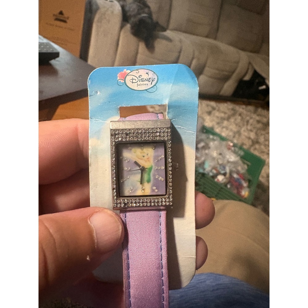 Disney Fairies Tinker Bell Rhinestone Watch Purple Strap New With Tag